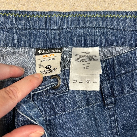 Columbia XCO Womens Size PS Chambray Cargo Pants Tie Waist Utility Convertible - Picture 4 of 4